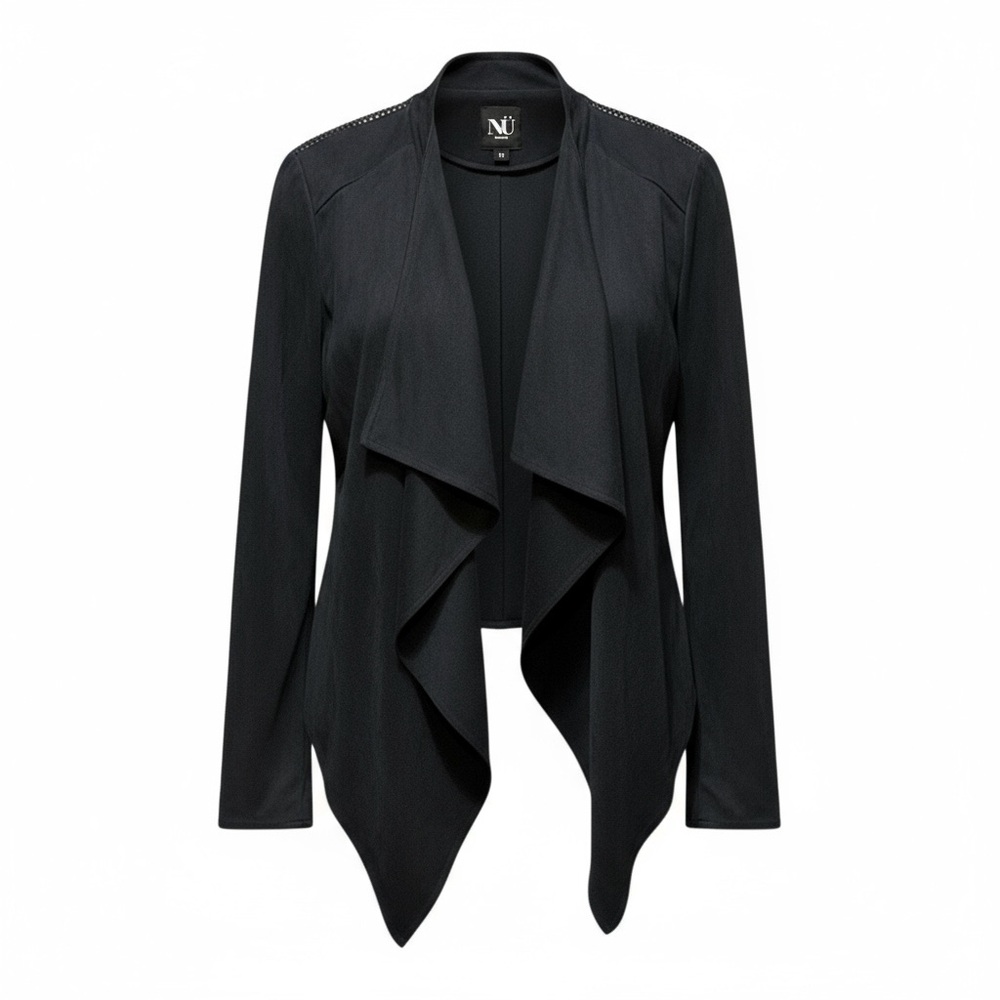 Nu Denmark Black Waterfall Open Front Jacket Wome… - image 1